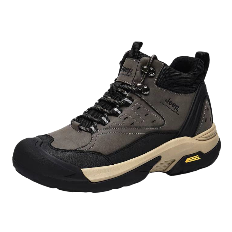 Jeep Fashion Abrasion Resistant Mid top Hiking Shoes Men’s Gray Black