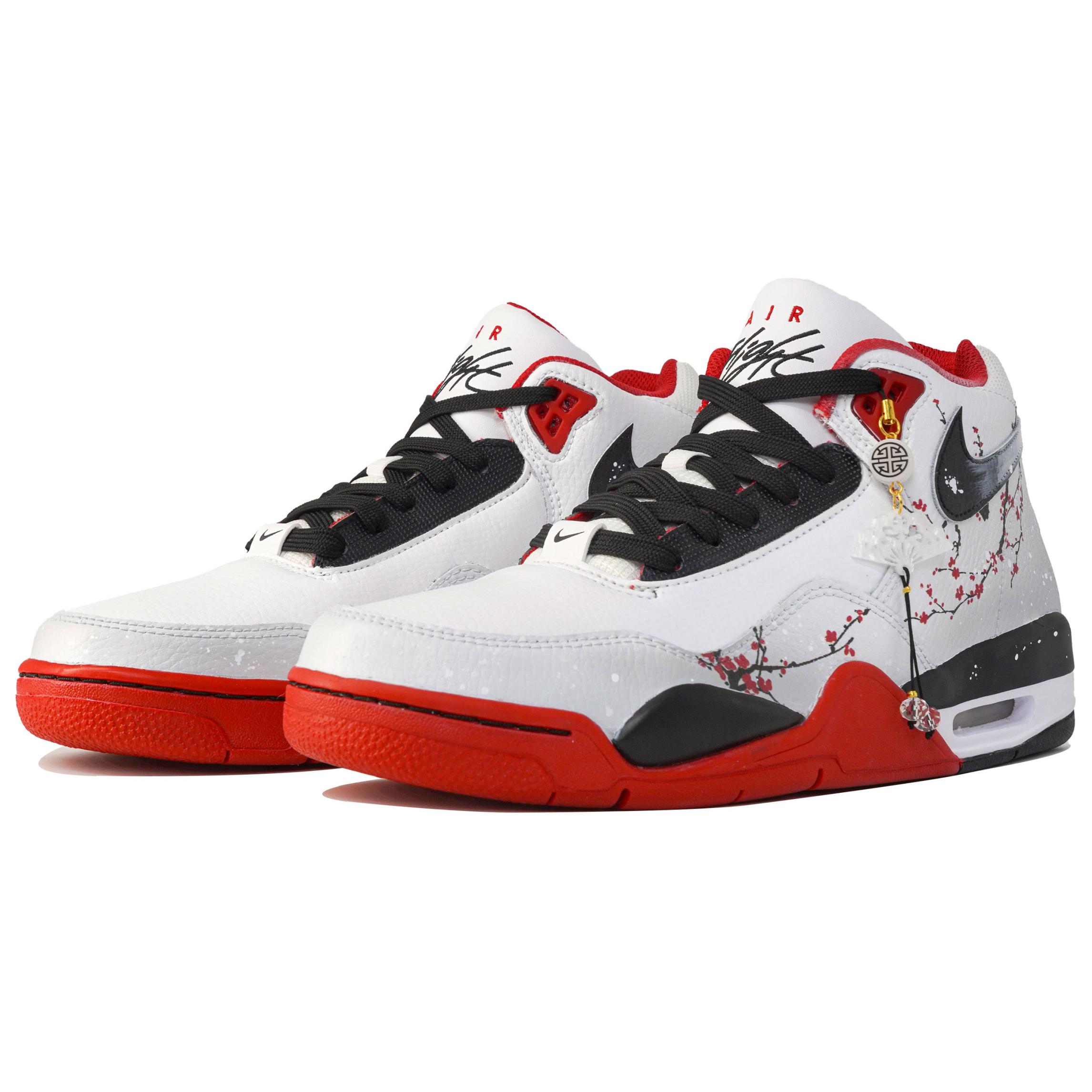 Nike Flight Legacy Myriad Flowers Entice, Tracing Snow For Plum Blossoms, Shopping Bag Mid top Vintage Basketball Shoes