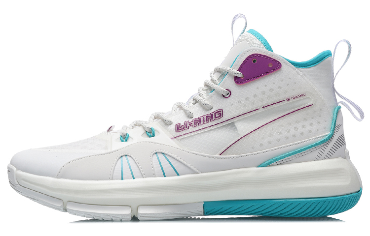 Li Ning 937 Cushioning Slip Resistant Abrasion Resistant High top Basketball Shoes Unisex White