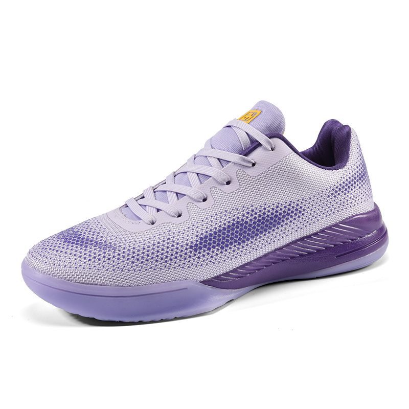 IVERSON Slip Resistant Abrasion Resistant Low top Basketball Shoes Unisex Dark Lilac Yellow
