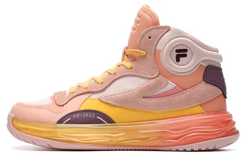 FILA FUSION FX 22 Cushioning Abrasion Resistant Support Mid top Vintage Basketball Shoes Women's Peach