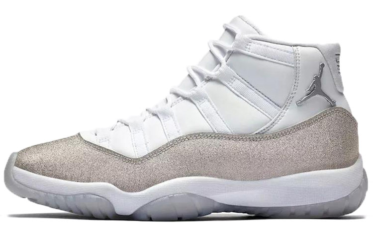 Jordan Air Jordan 11 Retro Vast Gray Leather Glitter Powder Gypsophila Anti-Slip High Top Retro Basketball Shoes Women's Glitter
