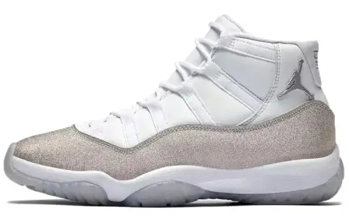 Jordan Air Jordan 11 Retro Vast Gray Leather Glitter Powder Gypsophila Anti-Slip High Top Retro Basketball Shoes Women's Glitter