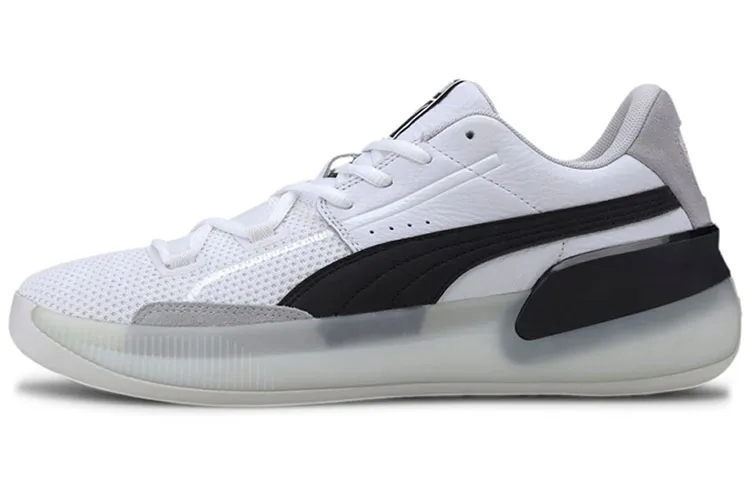 PUMA Clyde Hardwood Basketball Shoes Game Ready Abrasion Resistant Balance Low top Basketball Shoes Unisex Black White