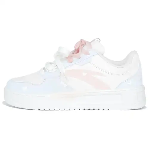 Anta Synthetic Leather Slip Resistant Abrasion Resistant Low top Skateboard Shoes Women's Pink Blue