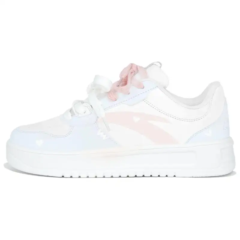 Anta Synthetic Leather Slip Resistant Abrasion Resistant Low top Skateboard Shoes Women's Pink Blue