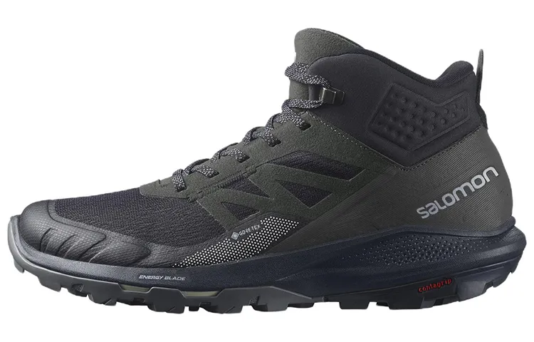 SALOMON Fabric Comfortable Abrasion Resistant Mid top Mountaineering & Hiking Shoes Men's Black