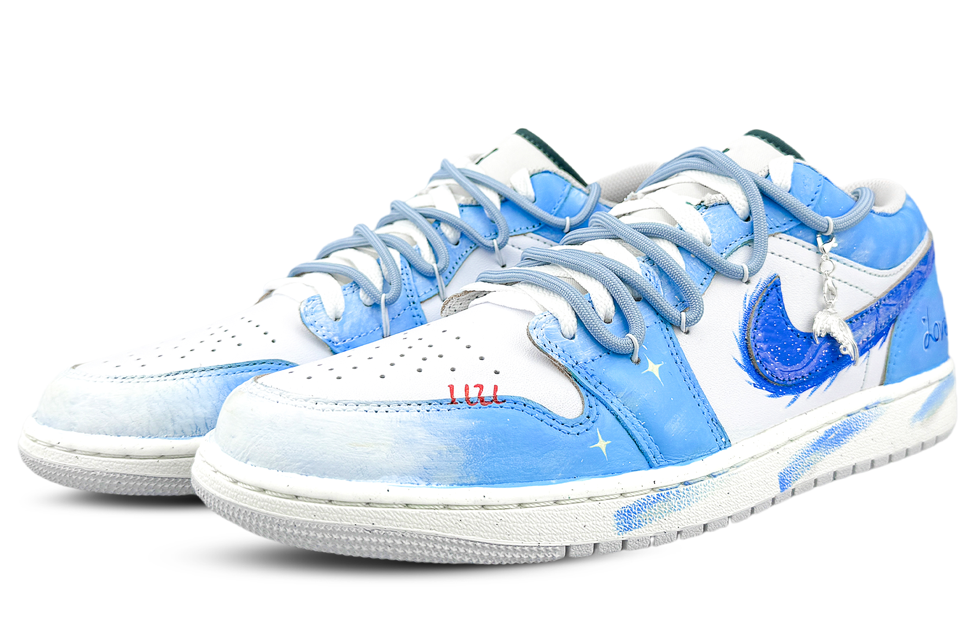 Jordan Air Jordan 1 Abrasion Resistant Low top Vintage Basketball Shoes Unisex Blue