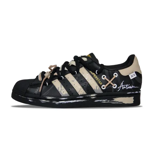 Adidas Originals SUPERSTAR Slip Resistant Abrasion Resistant Low top Skateboard Shoes Unisex Black Brown