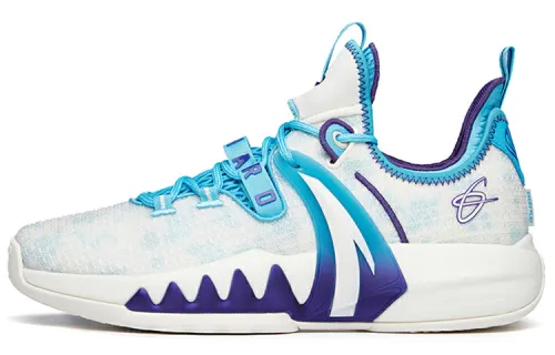 Anta Anta GH2 Hayward fabric synthetic leather shock-absorbing, non-slip and wear-resistant low-top practical basketball shoes for men, white, blue and purple