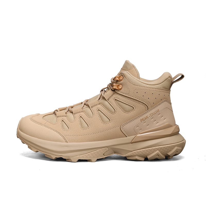 PEAK Cushioning Slip Resistant Abrasion Resistant High top Mountaineering Shoes Men’s Mud And Sand Yellow
