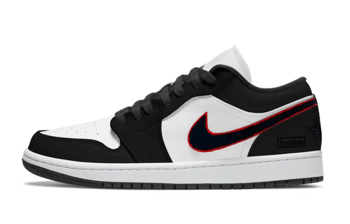 Jordan Air Jordan 1 Heartbeat Rhythm Low top Vintage Basketball Shoes Unisex Black Red