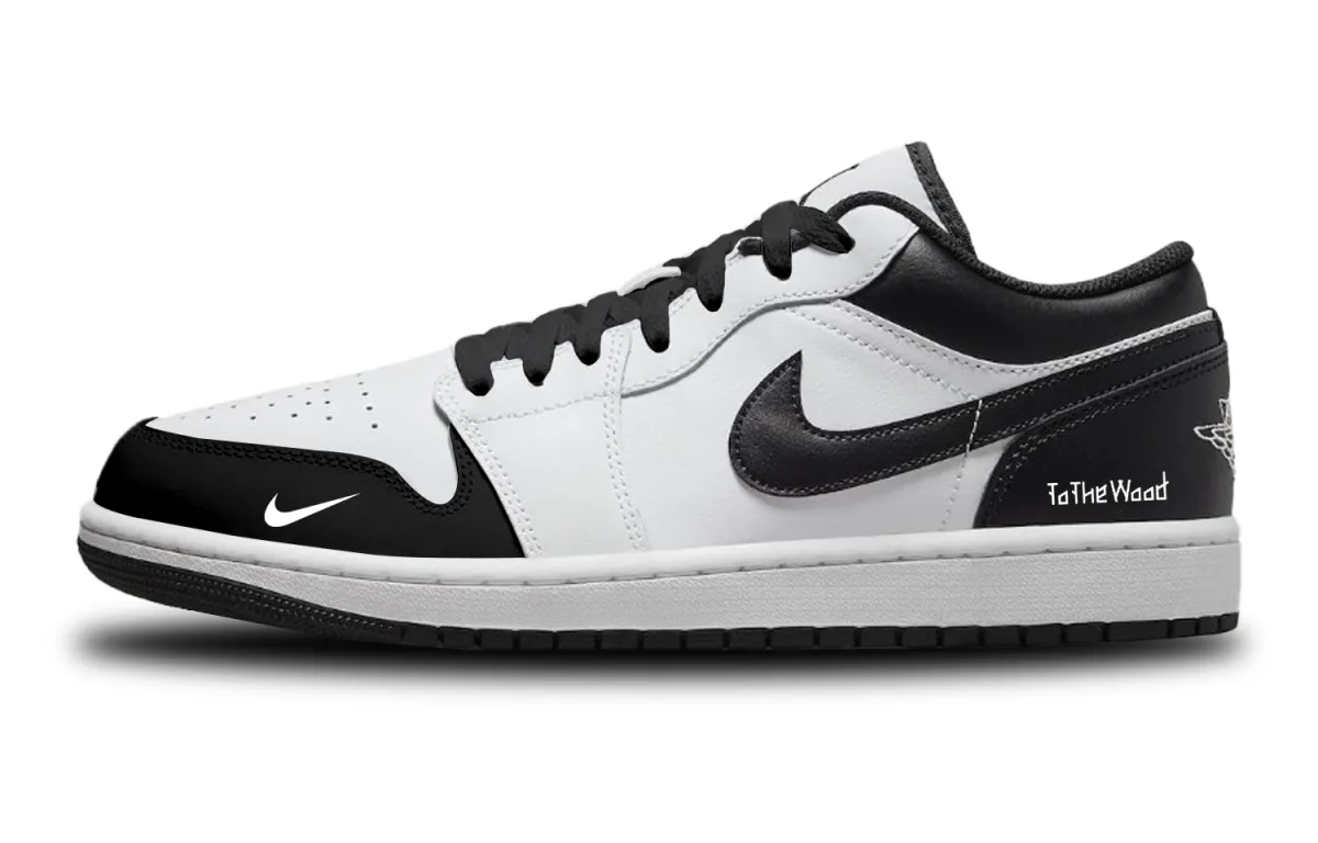 Jordan Air Jordan 1 Love The House And The Ebony. Slip Resistant Low top Vintage Basketball Shoes Men's Black White