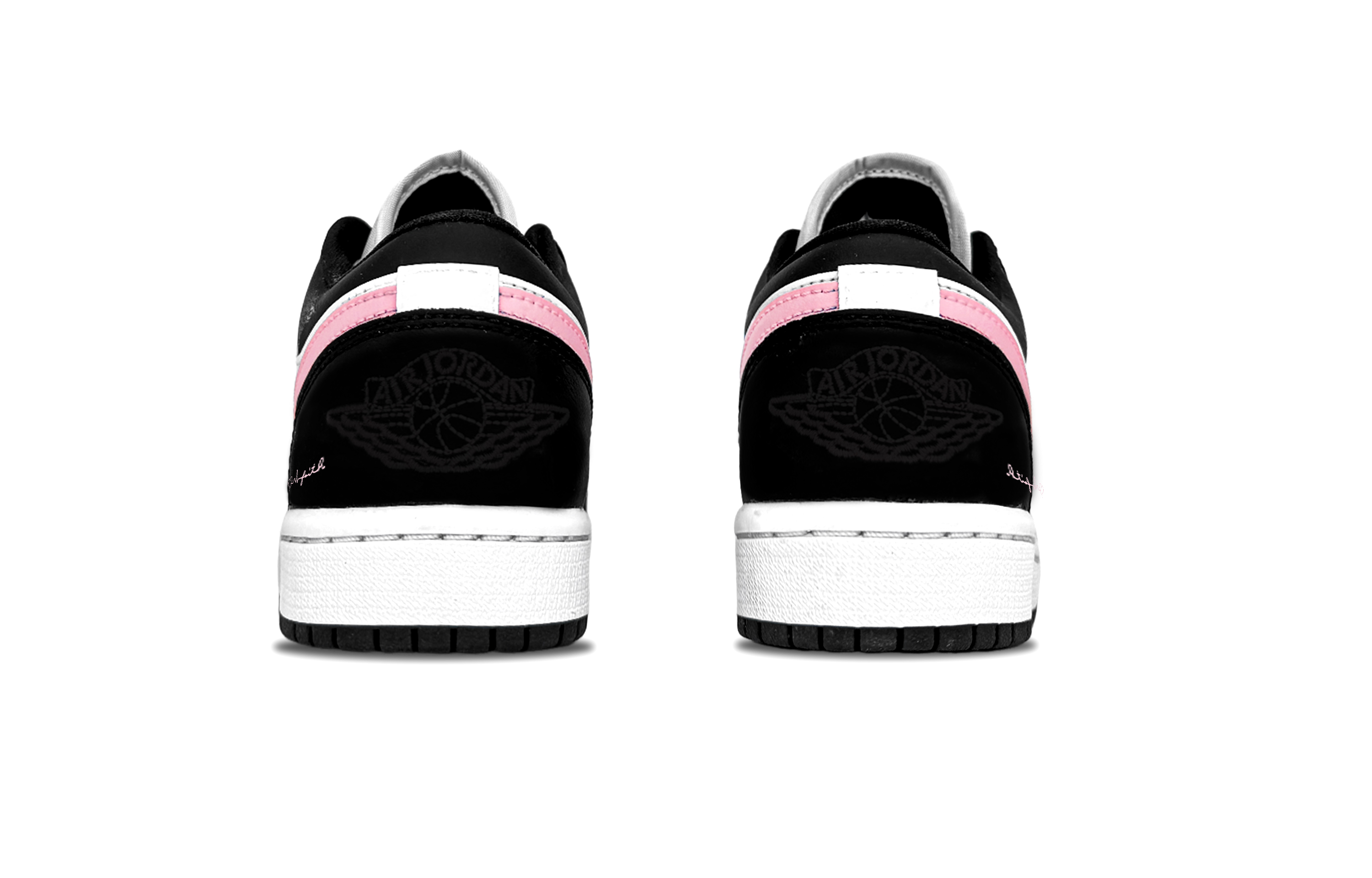 Jordan Air Jordan 1 Heart Dark Chocolate Abrasion Resistant Low top Vintage Basketball Shoes Unisex Black Pink
