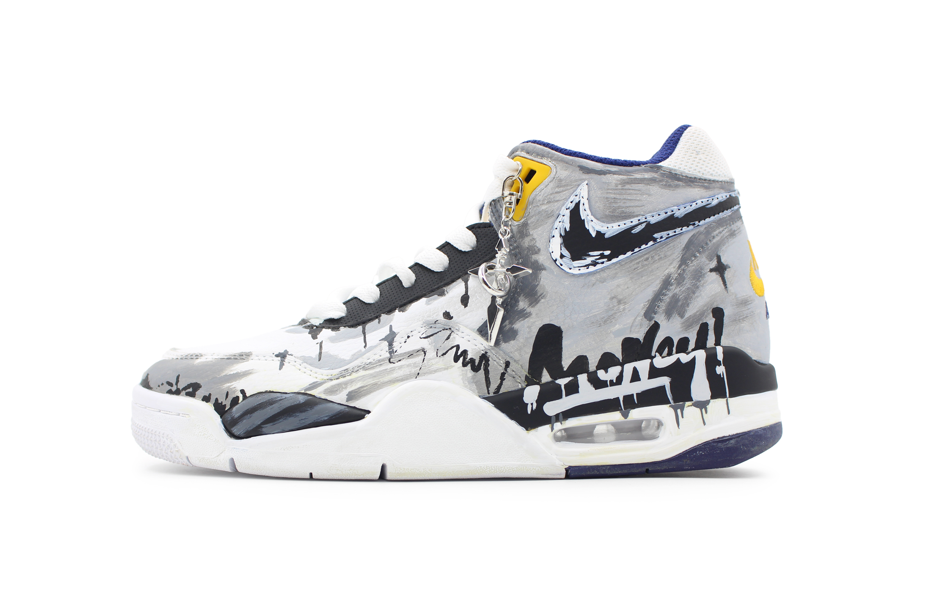 Nike Flight Legacy Moon Shadow Galaxy Trendy Abrasion Resistant Mid top Vintage Basketball Shoes Men’s Gray