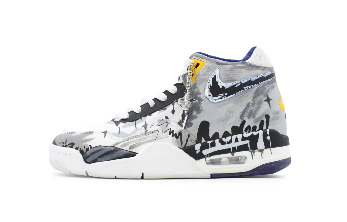 Nike Flight Legacy Moon Shadow Galaxy Trendy Abrasion Resistant Mid top Vintage Basketball Shoes Men's Gray