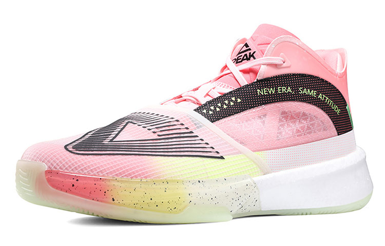 PEAK Surfing The Big Triangle 1.0 Basketball Shoes Men’s Mid Top Pink Peach Red