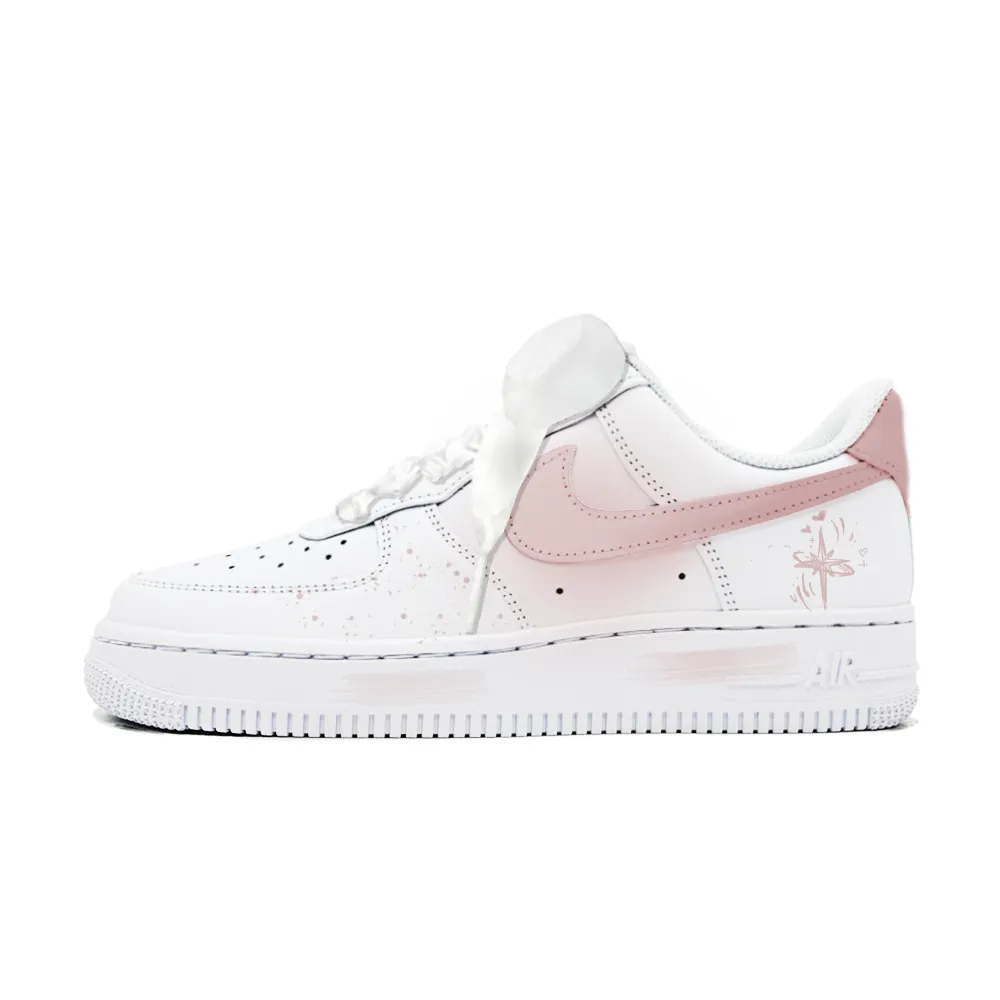 Nike Air Force 1 Slip Resistant Abrasion Resistant Low top Skateboard Shoes Women's White Pink