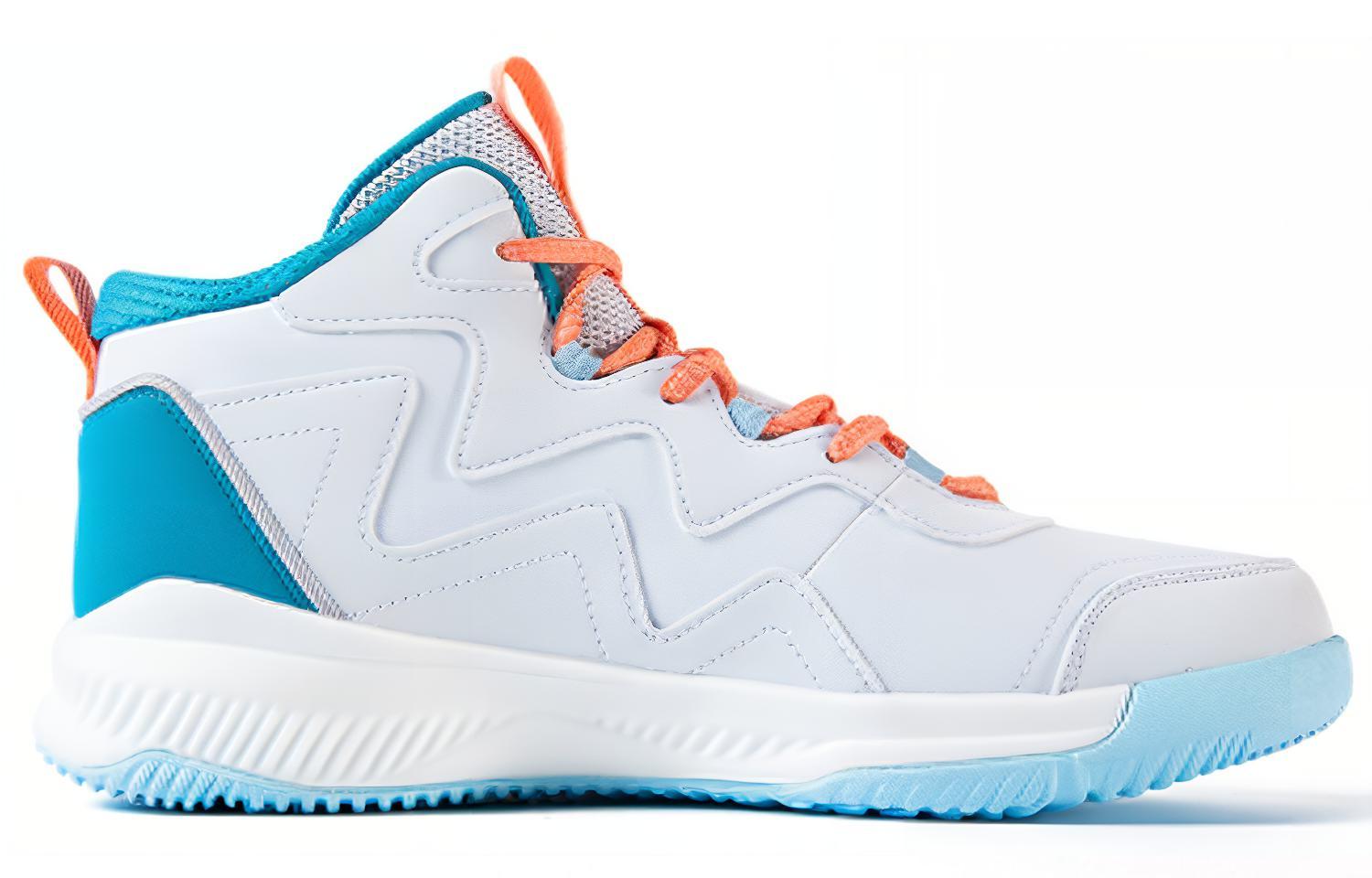 361° Cushioning Slip Resistant Abrasion Resistant High top Basketball Shoes Men’s White Blue Orange