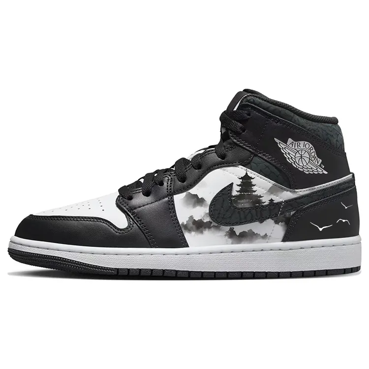 Jordan Air Jordan 1 Vintage Basketball Shoes Men's Mid Top White/Gray