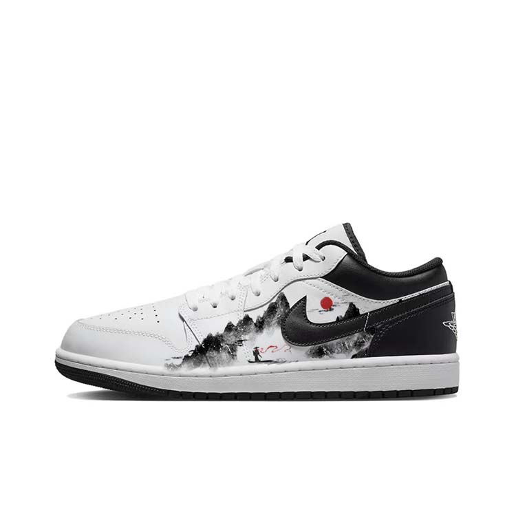 Jordan Air Jordan 1 Cushioning Slip Resistant Low top Vintage Basketball Shoes Men’s Black White