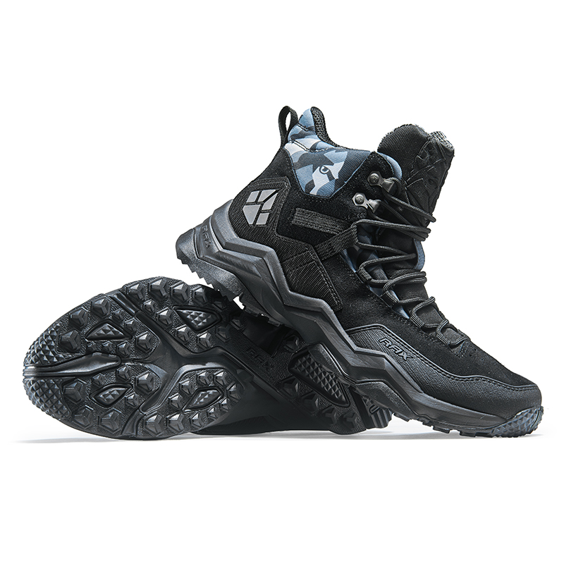 RAX Comfortable Non Slip And Waterproof High top Outdoor Shoes Men’s Black Camouflage