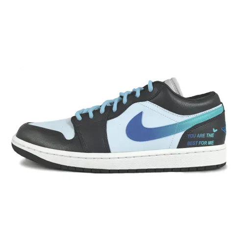 Jordan Air Jordan 1 Cushioning Slip Resistant Low top Vintage Basketball Shoes Women's Black Blue