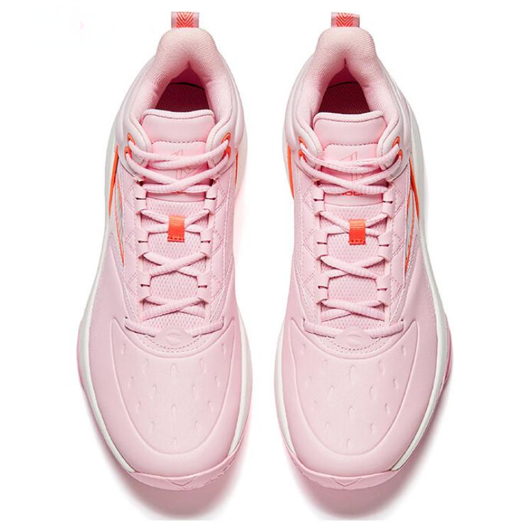 Anta Cushioning Slip Resistant Abrasion Resistant High top Basketball Shoes Men’s Pink Orange