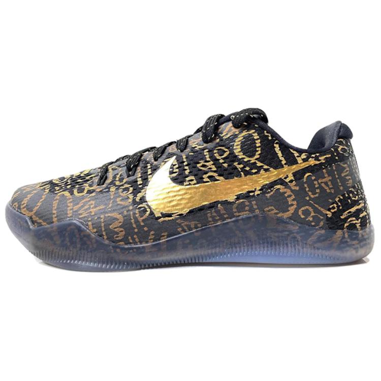 Nike Kobe 11 Mamba Day ID Kobe Mamba Day OG graffiti low-top practical basketball shoes men's black gold