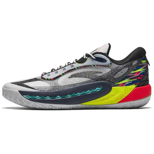 Anta Shock Wave 6 Cushioning Slip Resistant Abrasion Resistant Mid top Basketball Shoes Men's Gray Black