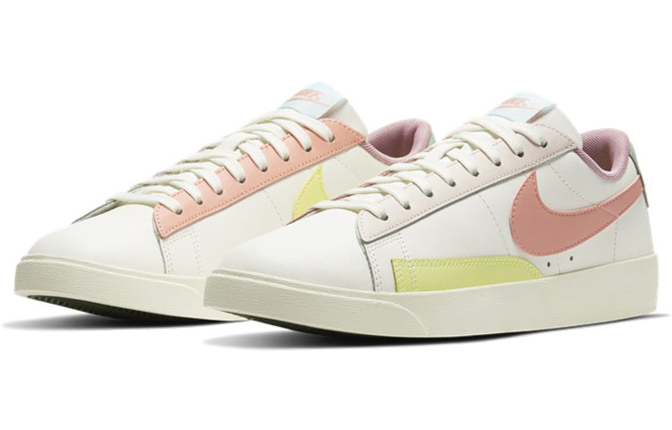 Женские кеды Nike Blazer LE (бело-розово-желтые) — 帆白/椰奶色/狂喜深红 — фото 3