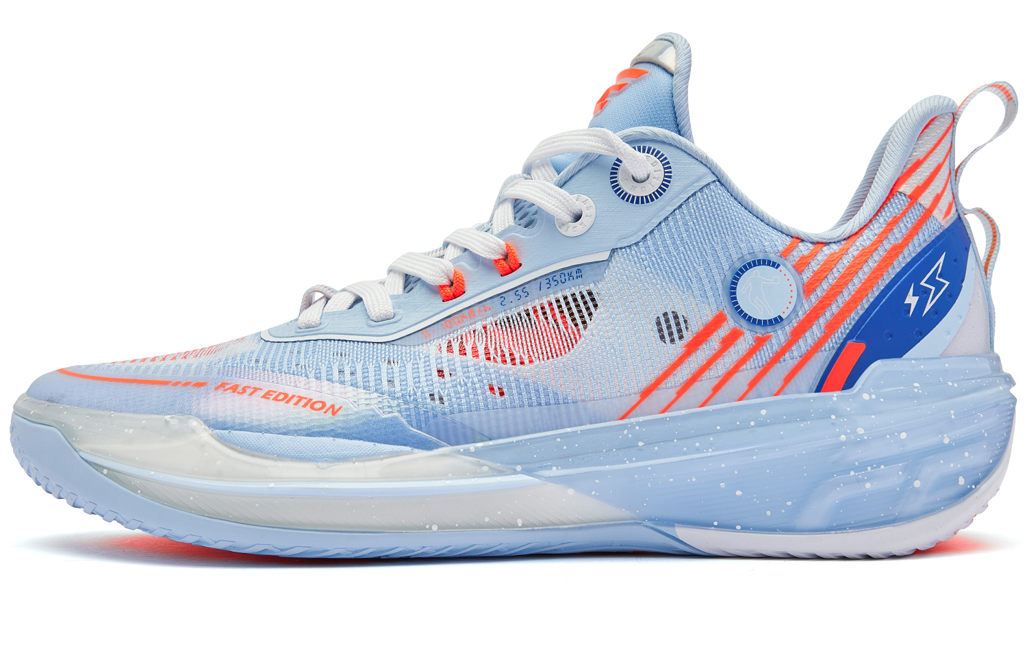 QIAODAN FE2.0 Bay Low top Q KUNGFU TURBO Basketball Shoes Men’s Glacier Blue Bright Orange