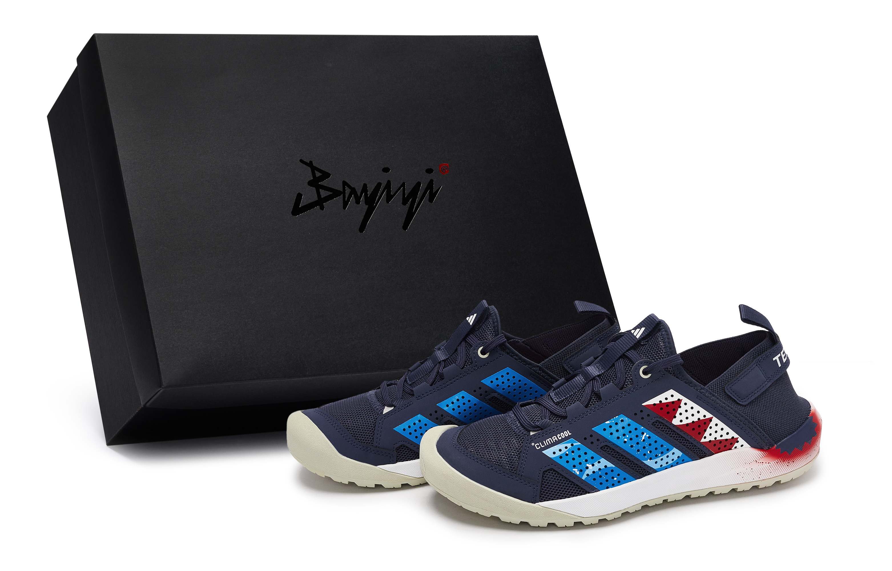 Adidas DAROGA 25 Crazy Shark Wave Abrasion Resistant Abrasion Resistant Low top Hiking Shoes Unisex White Blue Red