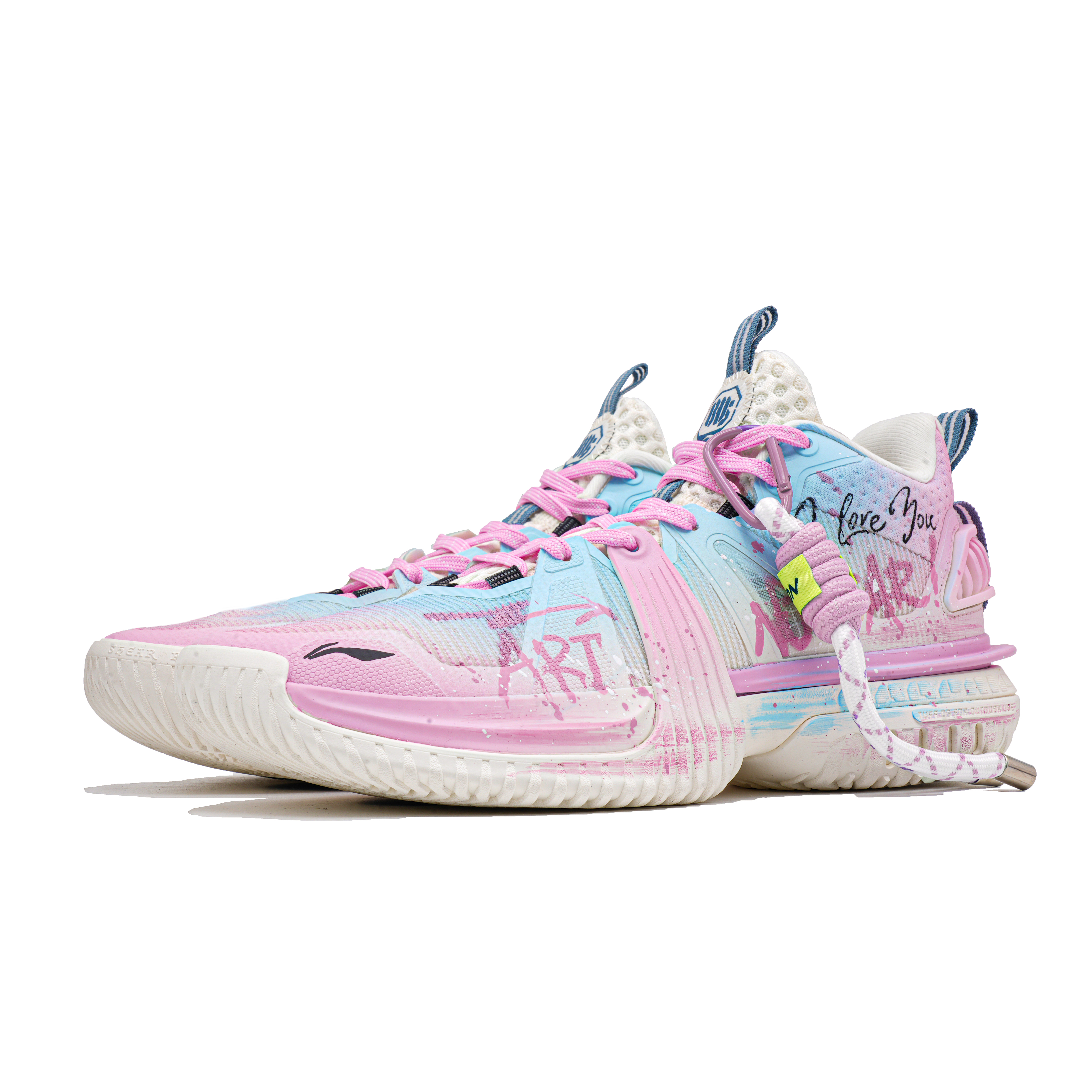 Li Ning Storm 2024 Cushioning Breathable Moisture Wicking Mid top Light Foam Plus Basketball Shoes Men’s Pink