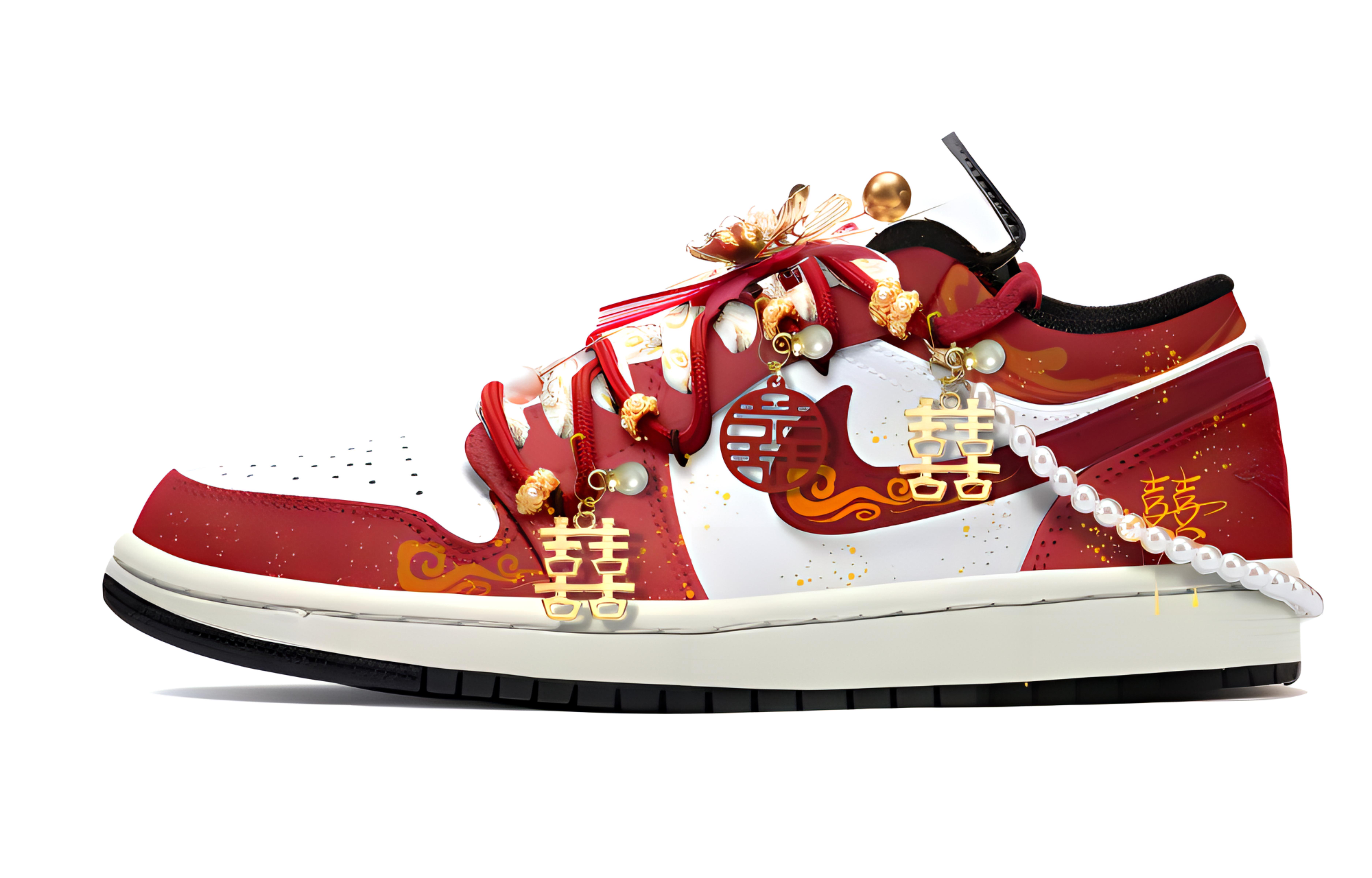 Jordan Air Jordan 1 Joyful Bonds, Footprints Creation Low top Vintage Basketball Shoes Unisex Red Gold