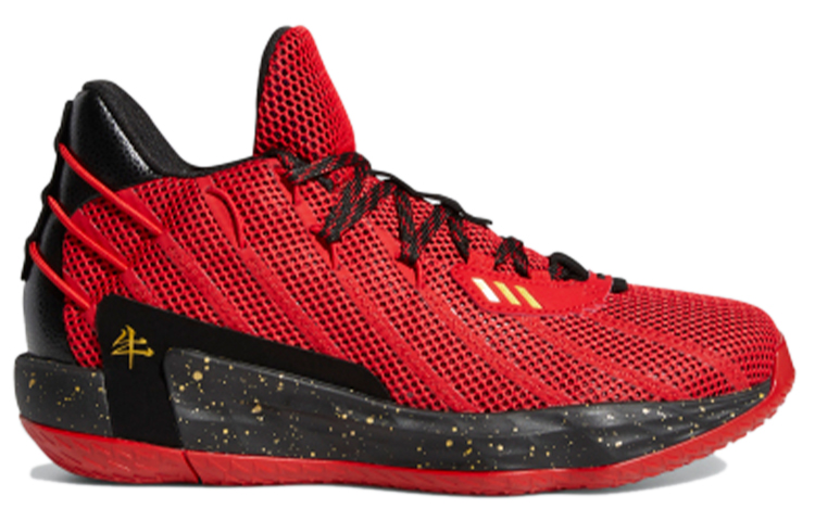 Мужские кроссовки adidas D lillard 7 Dame 7 GCA "CNY" (красно-черно-желтые) — Красный / чёрный / жёлтый — фото 2