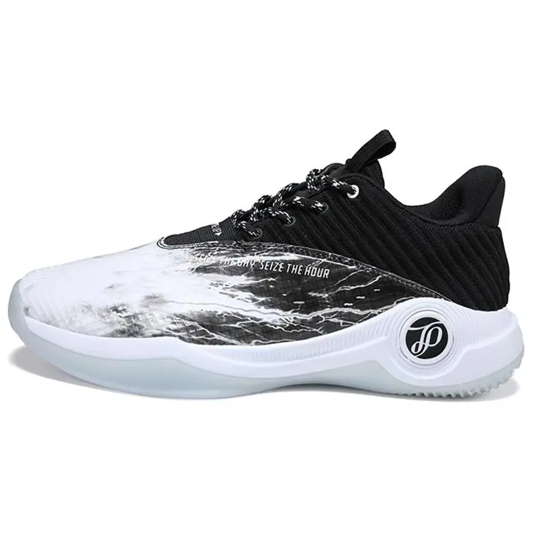 PEAK Breathable Abrasion Resistant Slip Resistant Low top Performance Basketball Shoes Men's Black White