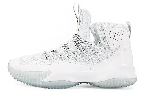 Peak fabric integrated tongue shock-absorbing, non-slip and wear-resistant high-top basketball shoes men's white