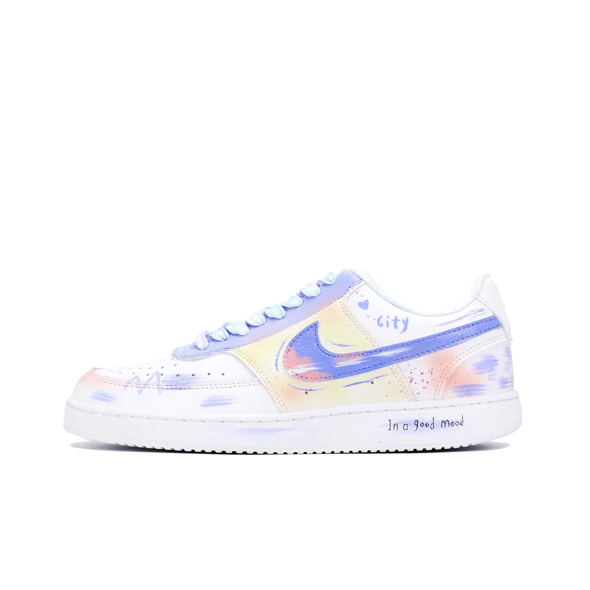 Nike Court Vision Purple Mist Cloud, Deconstructed Shoelace Leather Low top Skateboard Shoes Men's Purple Pink