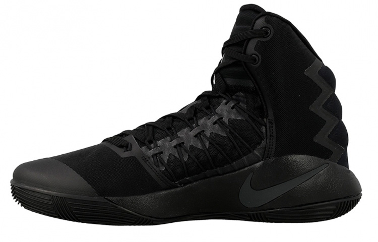 Nike Hyperdunk 2016 Triple Black Black Warrior round toe lace-up practical non-slip lightweight high-top basketball shoes men's black