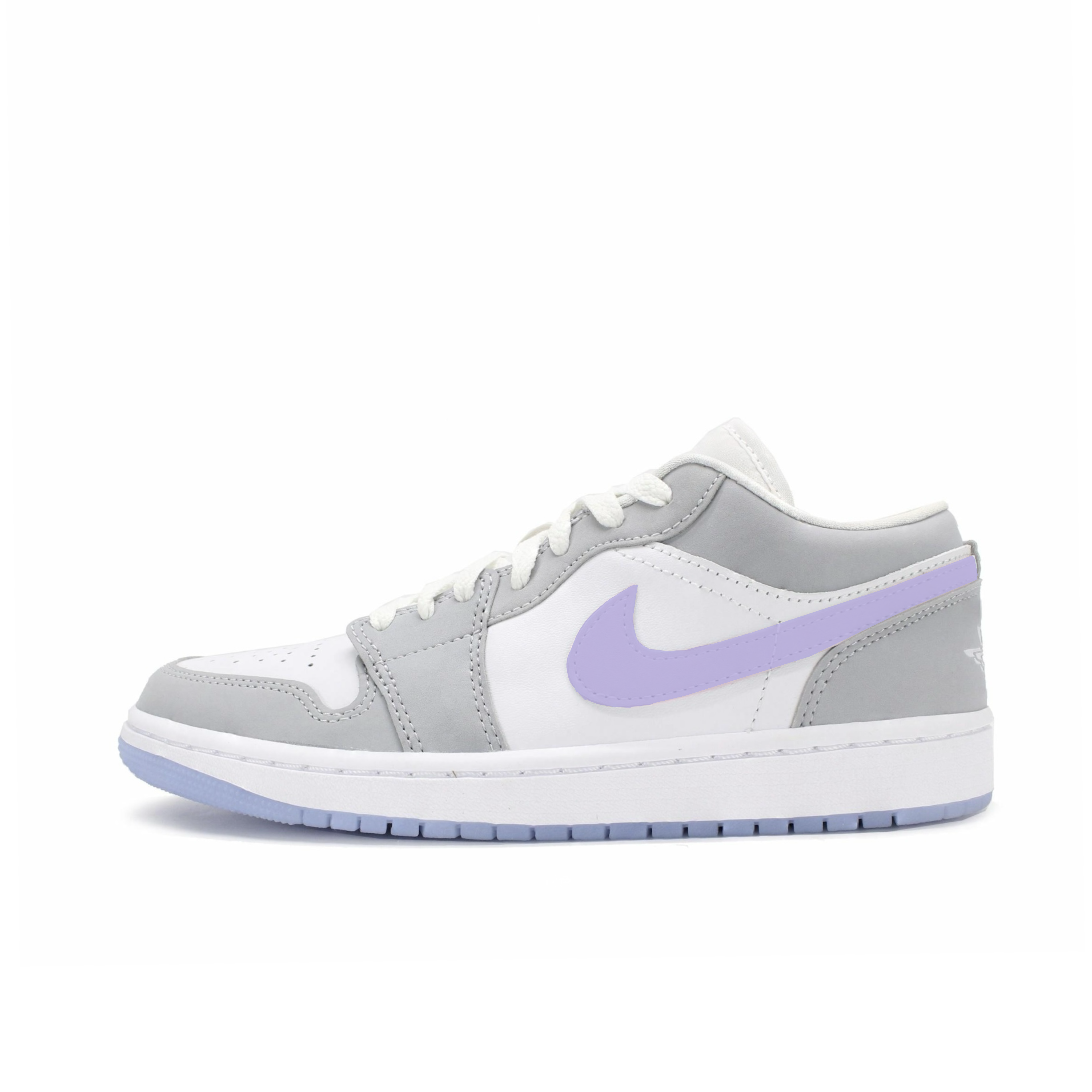 Jordan Air Jordan 1 Slip Resistant Abrasion Resistant Low top Vintage Basketball Shoes Women’s White Purple