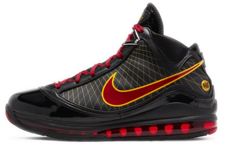 Nike Lebron 7 QS Fairfax comfortable and versatile mid-top retro basketball shoes for men and women, black and red