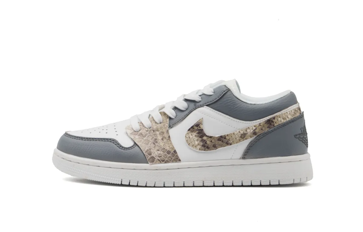 Jordan Air Jordan 1 Abrasion Resistant Low top Vintage Basketball Shoes Unisex White Gray