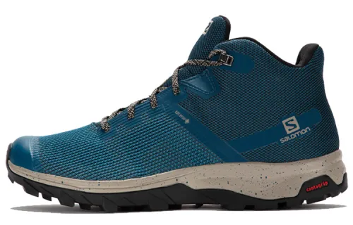 SALOMON Fabric Abrasion Resistant Abrasion Resistant Mid top Mountaineering Hiking Shoes Men's Blue