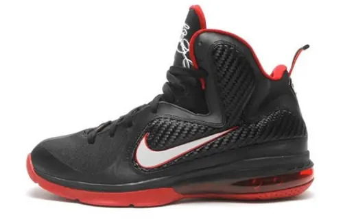 Nike Lebron 9 Miami Heat Away James 9 round toe lace-up non-slip lightweight mid-top practical basketball shoes men's black and red