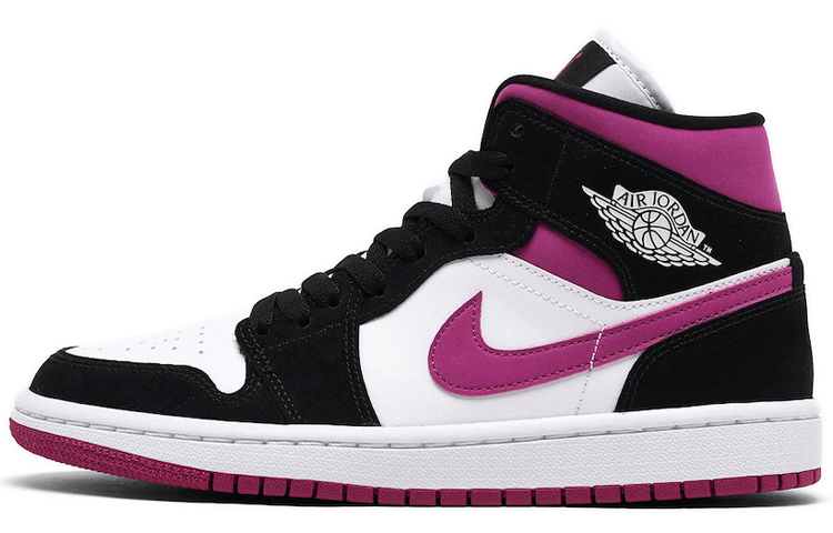 Jordan Air Jordan 1 mid magenta woven classic mid-top retro basketball shoes women's black and purple