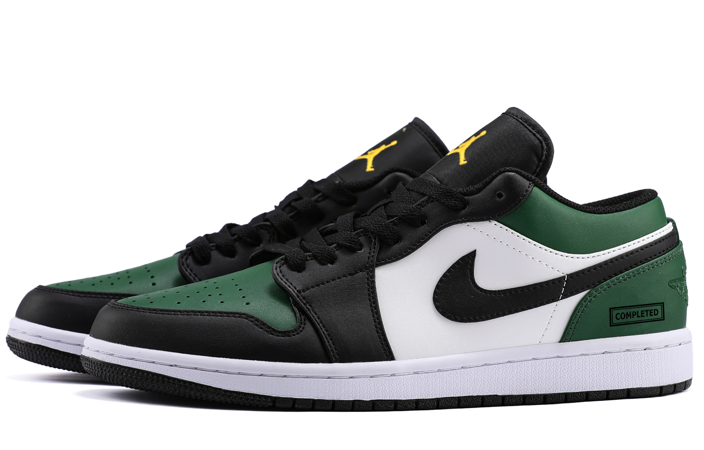 Jordan Air Jordan 1 Lightweight Height Increasing Low top Vintage Basketball Shoes Unisex Black Green