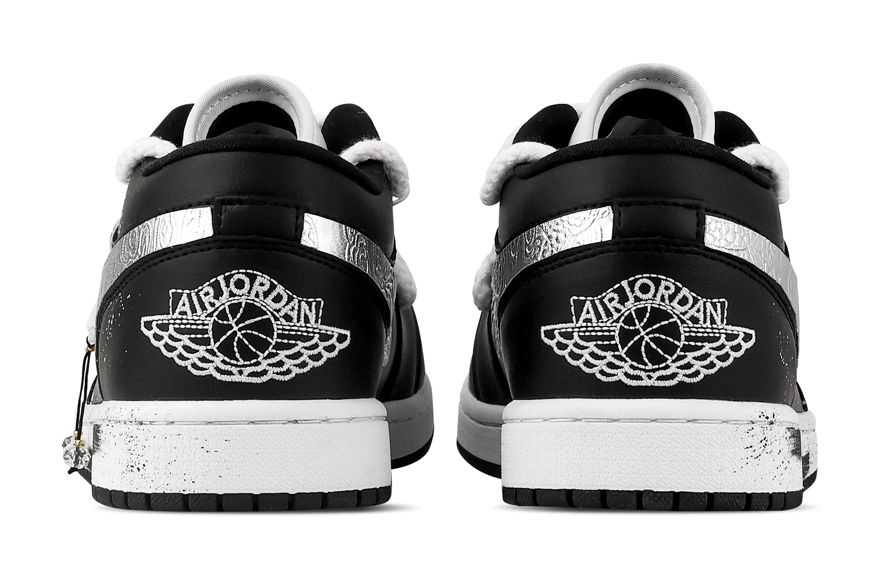 Jordan Air Jordan 1 Starry Sky Sparkling Low top Vintage Basketball Shoes Unisex Black White