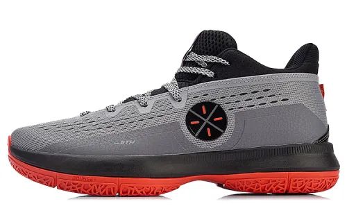 Li Ning The Sixth Man Basketball Shoes Unisex Mid Top Gray/Red