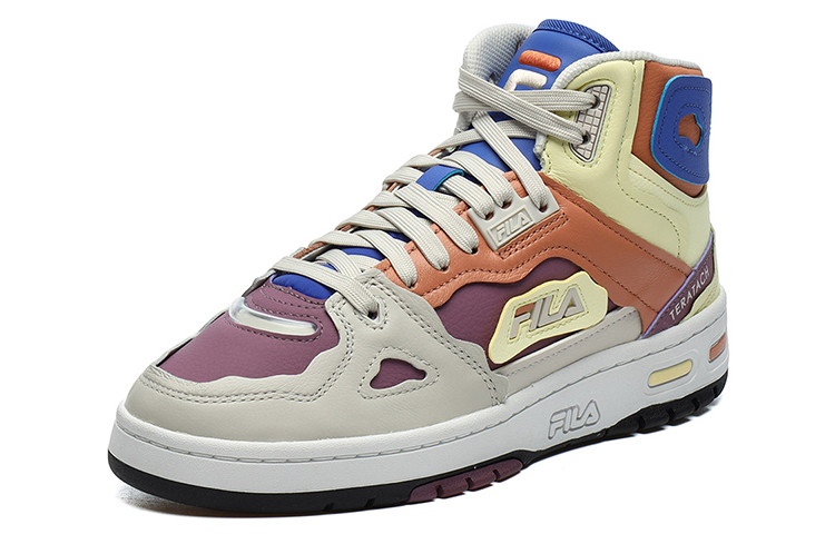 FILA FUSION Teratach Fashion Mid top Vintage Basketball Shoes Women’s Purple Yellow